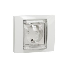Контакт шуко IP44, винтово свързване, бял, New Unica, Schneider Electric NU003718