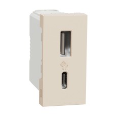 New Unica USB излаз Тип A+C, 1 модул, 12W, слонова кост, New Unica, Schneider Electric NU301644