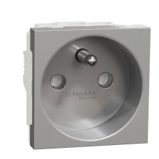 Контакт френски стандарт 2P+E 16A, алуминий, New Unica, Schneider Electric NU303930E