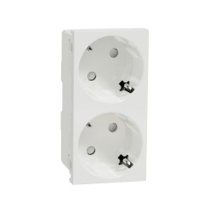 Schneider Electric NU306618 - New Unica - Двоен контакт Шуко с Детска защита, 2P+E, 16A 250V,безвинтово свързване - бял
