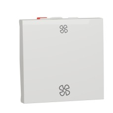 Девиаторен ключ за вентилатор 10А, двумодулен, антибакт., бял, New Unica, Schneider Electric NU320320VMC