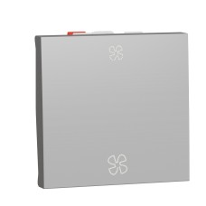 Девиаторен ключ 10А за вентилатор, двумодулен, алуминий, New Unica, Schneider Electric NU320330VMC