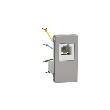 Телефонна розетка RJ12, 1 модул, алуминий, New Unica, Schneider Electric NU349130