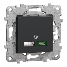 Двойно USB Quick Charge A+C, 45W, антрацит, Schneider Electric NU501354 New Unica