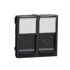 Капак за двойна розетка RJ45 без конектор, 2 модула, антрацит, New Unica, Schneider Electric NU942054