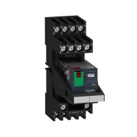 Schneider Electric RXM2AB2P7PVM - Harmony Electromechanical Relays - Harmony, Миниатюрно реле с основа, предварително сглобено, 10 A, 2 CO, с LED, със заключващ се тестов бутон, гнездо със смесени клеми, 230 V AC