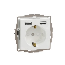 Контакт Шуко + 2x USB тип A, бял, Schneider Electric SDD111052 Sedna Design & Elements