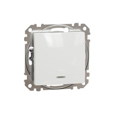 Двуполюсен ключ 10AX черввен индикаторен LED, бял, Schneider Electric SDD111102N Sedna Design & Elements