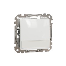 Еднополюсен бутон 12V 10A син индикаторен LED, етикет, бял, Schneider Electric SDD111143L Sedna Design & Elements