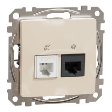 Розетка RJ45 CAT 5E UTP + телефонна розетка, бежова, Schneider Electric SDD112458 Sedna Design & Elements
