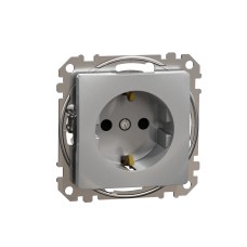 Контакт Шуко, безвинтов монтаж, алуминий, Schneider Electric SDD113022 Sedna Design & Elements