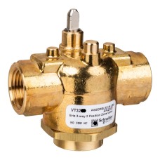 Zone Valves and Actuators Erie Zone Valve, 3-Way, PN16, DN15 (1/2"), Rp Thread, Kvs 2.6 m³/h (Cv 3.0), Pop-Top Actuator Connection, Brass Body, Schneider Electric VT3232