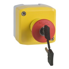 Schneider Electric XALK188F - Harmony XALD, XALK - Контролна станция, 1 авариен стоп бутон тип гъба, Ø40 с ключ за освобождаване , 2NC