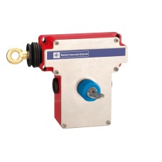 Авариен въжен изключвател със заключване XY2C, XY2CE, LH side -1NC+1 NO, бутон с ключ за освобождаване, Telemecanique XY2CE2A450