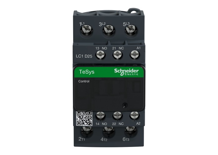 Контактор, 25А, 3Р, 1NO+1NC, 220VAC, 50/60 Hz бобина, TeSys D, Schneider Electric LC1D25M7