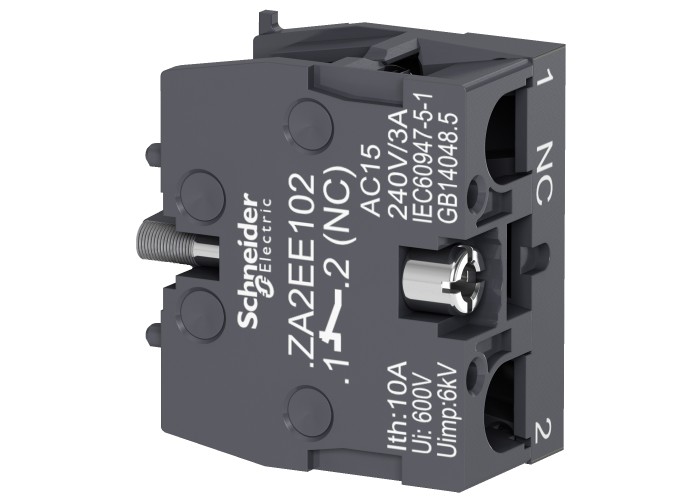 Schneider Electric ZA2EE102 - Easy Harmony XA2 - Единичен контактен блок за глава Ø22, 1 NC