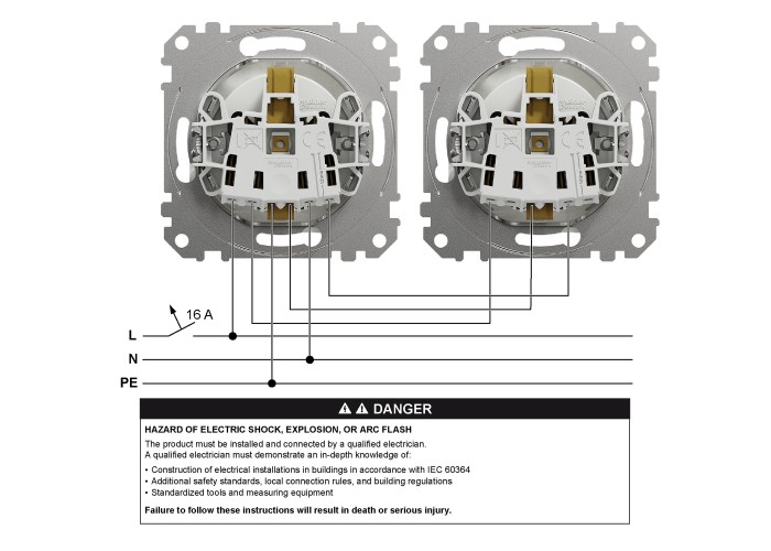 Контакт Шуко с капак, антрацит, Schneider Electric SDD114023 Sedna Design & Elements