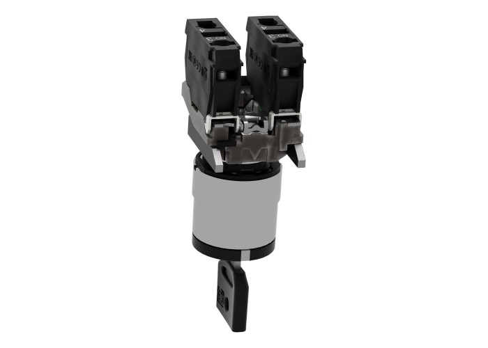 Schneider Electric XB4BG33 - Harmony XB4 - Селекторен превключвател с ключ 455, метален, 22мм, 3 позиции, със задържане, 2 NO