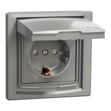 Контакт шуко със защита, 16A IP44, алуминий, Asfora, Schneider Electric EPH3100361