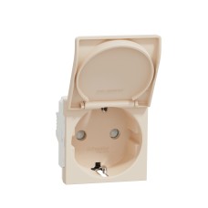 Контакт шуко с капак 2P+E 16A бежов, New Unica, Schneider Electric NU303744TA