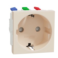 Schneider Electric NU305744 - New Unica - Единичен контакт Шуко - 2P+E - 16A 250V, безвинтово свързване - IP21 D - бежов