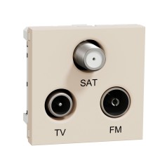 Розетка TV/FM/SAT, индивидуална, 2 модула, бежова, New Unica, Schneider Electric NU345044