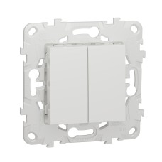 Сериен ключ с монтажна рамка, 2 модула, бял, New Unica, Schneider Electric NU521118