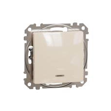 Двуполюсен ключ 10AX черввен индикаторен LED, бежов, Schneider Electric SDD112102N Sedna Design & Elements
