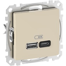 USB зарядно A+C, 3A, 45W, бежов, Schneider Electric SDD112404 Sedna Design & Elements