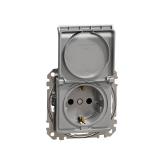 Контакт Шуко с капак, алуминий, Schneider Electric SDD113023 Sedna Design & Elements