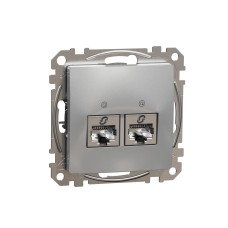 Двойна розетка RJ45, CAT 5E STP, алуминий, Schneider Electric SDD113452S Sedna Design & Elements