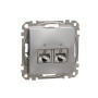 Двойна розетка RJ45, CAT 5E STP, алуминий, Schneider Electric SDD113452S Sedna Design & Elements