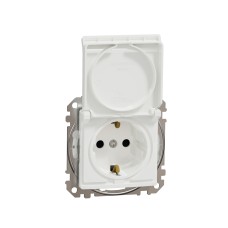 Контакт Шуко, безвинтов монтаж, с капак, бял, Schneider Electric SDD211024 Sedna Design & Elements