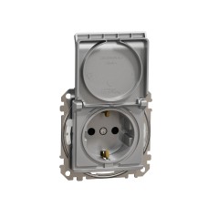 Контакт Шуко с капак, алуминий, Schneider Electric SDD213023 Sedna Design & Elements