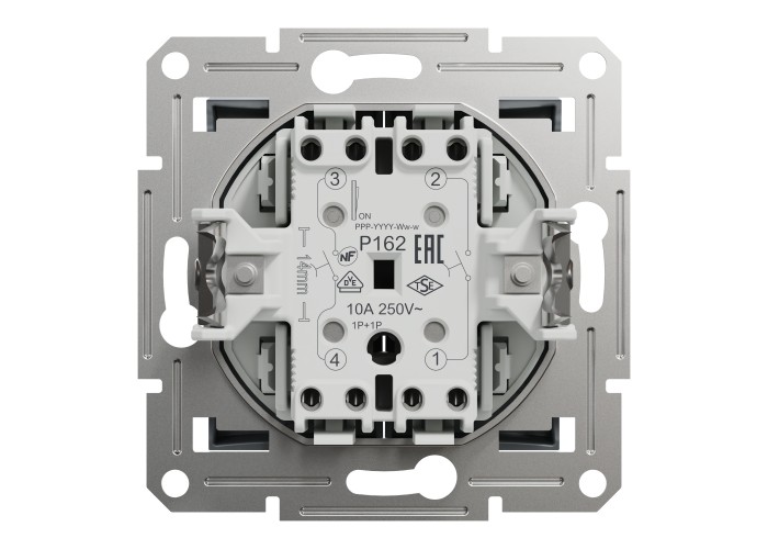 Schneider Electric EPH1100162 - Asfora - Двоен еднополюсен бутон - 10A безвинтов монтаж, Стомана