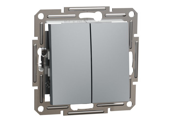 Schneider Electric EPH1100162 - Asfora - Двоен еднополюсен бутон - 10A безвинтов монтаж, Стомана