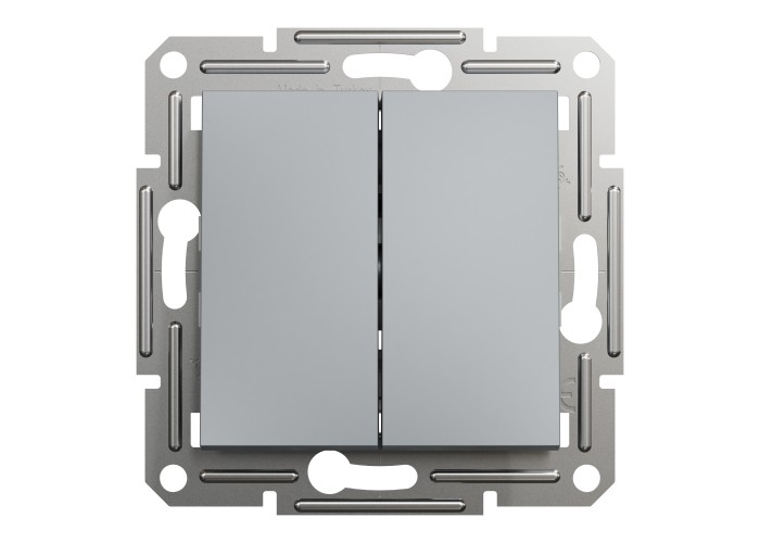 Schneider Electric EPH1100162 - Asfora - Двоен еднополюсен бутон - 10A безвинтов монтаж, Стомана