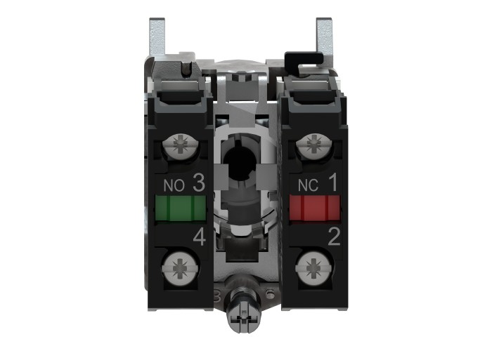 Schneider Electric XB4BD25 - Harmony XB4 - Селекторен превключвател с къса черна ръкохватка метален, 22мм, 2 позиции, със задържане, N/C+N/O