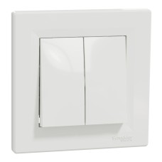 Schneider Electric EPH1100121 - Asfora - Двоен еднополюсен бутон - 10A безвинтови клеми, бял
