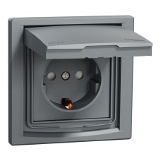 Контакт шуко със защита, 16A IP44, стомана, Asfora, Schneider Electric EPH3100362