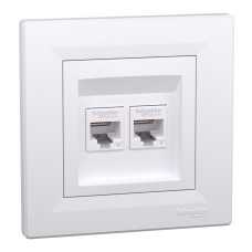 Компютърна розетка 2xRJ45 сat6 UTP, бял, Asfora, Schneider Electric EPH4800121