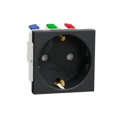 Schneider Electric NU305754 - New Unica - Единичен контакт Шуко - 2P+E - 16A 250V, безвинтово свързване - IP21D - антрацит