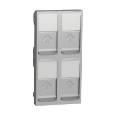 Капак за розетка RJ45 2xKeystone/Systimax 4 модула, алуминий, New Unica, Schneider Electric NU946330