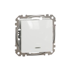 Двуполюсен ключ 16AX черввен индикаторен LED, бял, Schneider Electric SDD111162N Sedna Design & Elements
