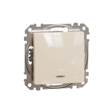 Еднополюсен бутон 10A син индикаторен LED, бежов, Schneider Electric SDD112111L Sedna Design & Elements