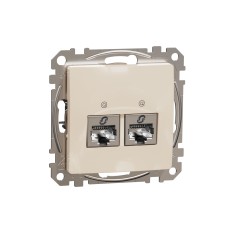 Двойна розетка RJ45 CAT 6 STP, бежова, Schneider Electric SDD112462S Sedna Design & Elements