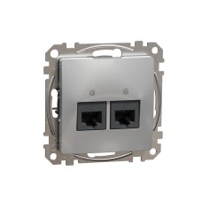 Двойна розетка RJ45, CAT 5E UTP, алуминий, Schneider Electric SDD113452 Sedna Design & Elements