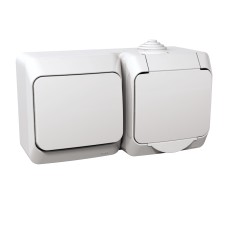 Контакт шуко + еднополюсен ключ, бял, Cedar Plus, Schneider Electric WDE000500