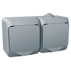 Двоен контактен излаз шуко, сив, Cedar Plus, Schneider Electric WDE000623