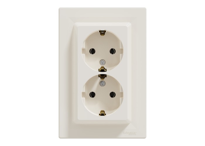 Двоен контакт Шуко, 16А, крема, Asfora, Schneider Electric EPH9900123
